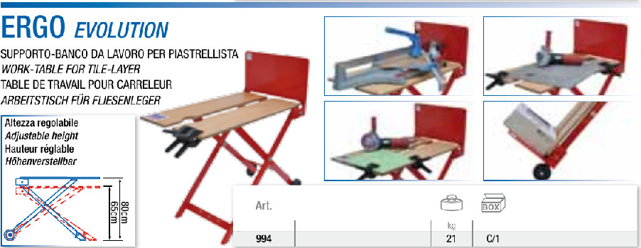 Montolit ERGO evolution: Work-Table for Tile-Layer professional work table