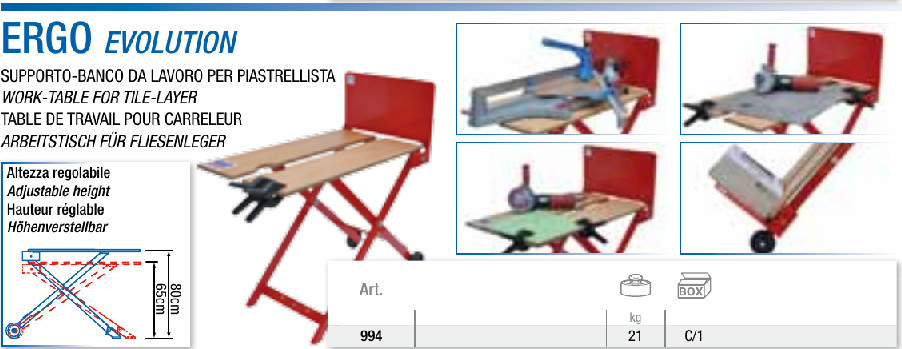 Montolit ERGO evolution: Work-Table for Tile-Layer professional work table
