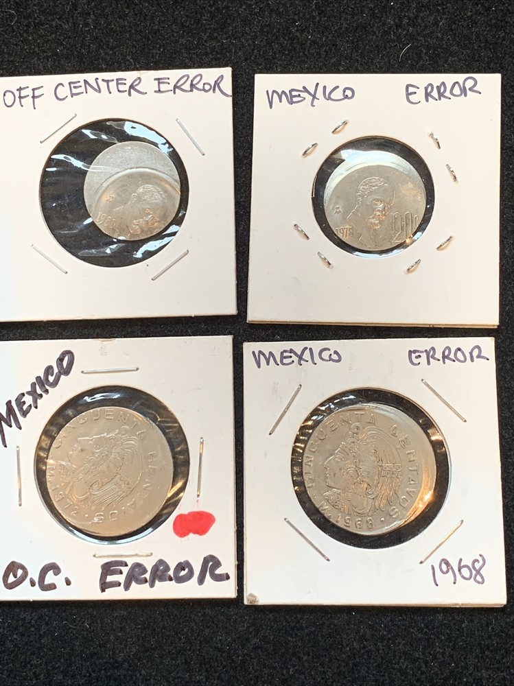 4 PC LOT MEXICO ERROR COINS. MAJOR ERRORS
