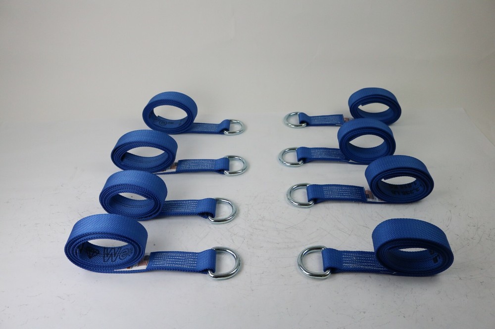 2" x 8' Blue Diamond Weave Lasso Wheel Strap With D Ring (8 Pack)