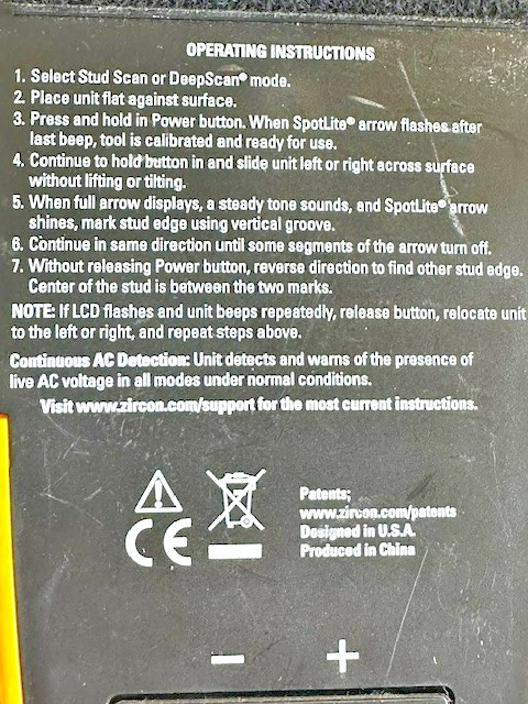 Zircon StudSensor Stud Finder e50