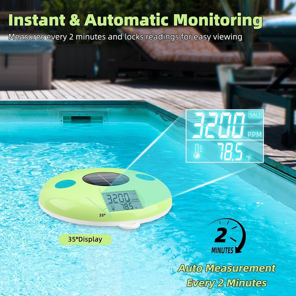 Salinity and Temperature Pool Thermometer with Reliable Waterproof Design