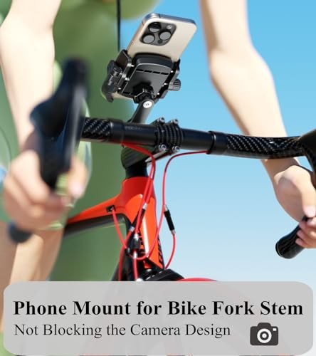 Bike Fork Stem Phone Mount Holder [Camera Friendly] [1s Lock & Release]