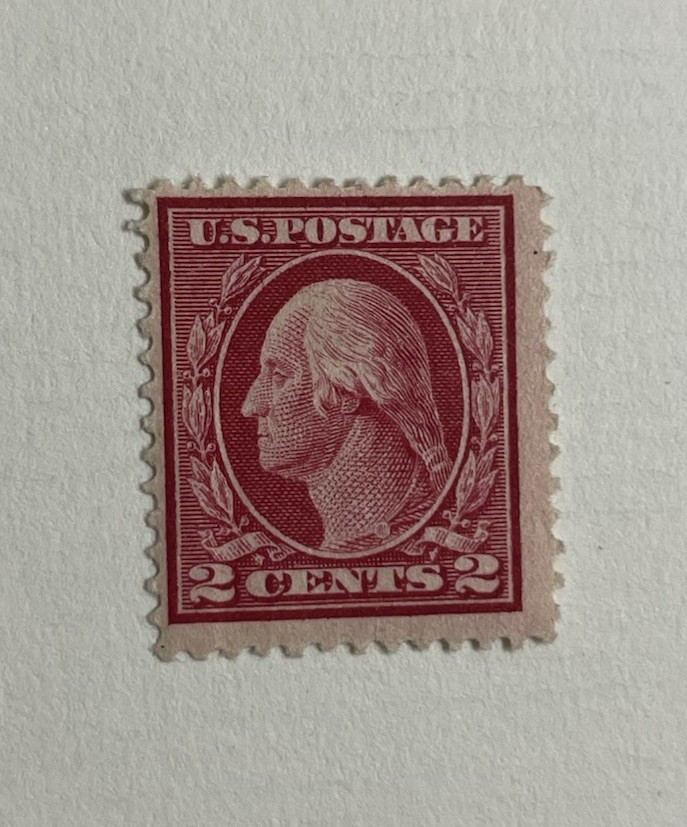 George  Washington Red Two  2 Cent Postage Stamp Unhinged With Glue Error