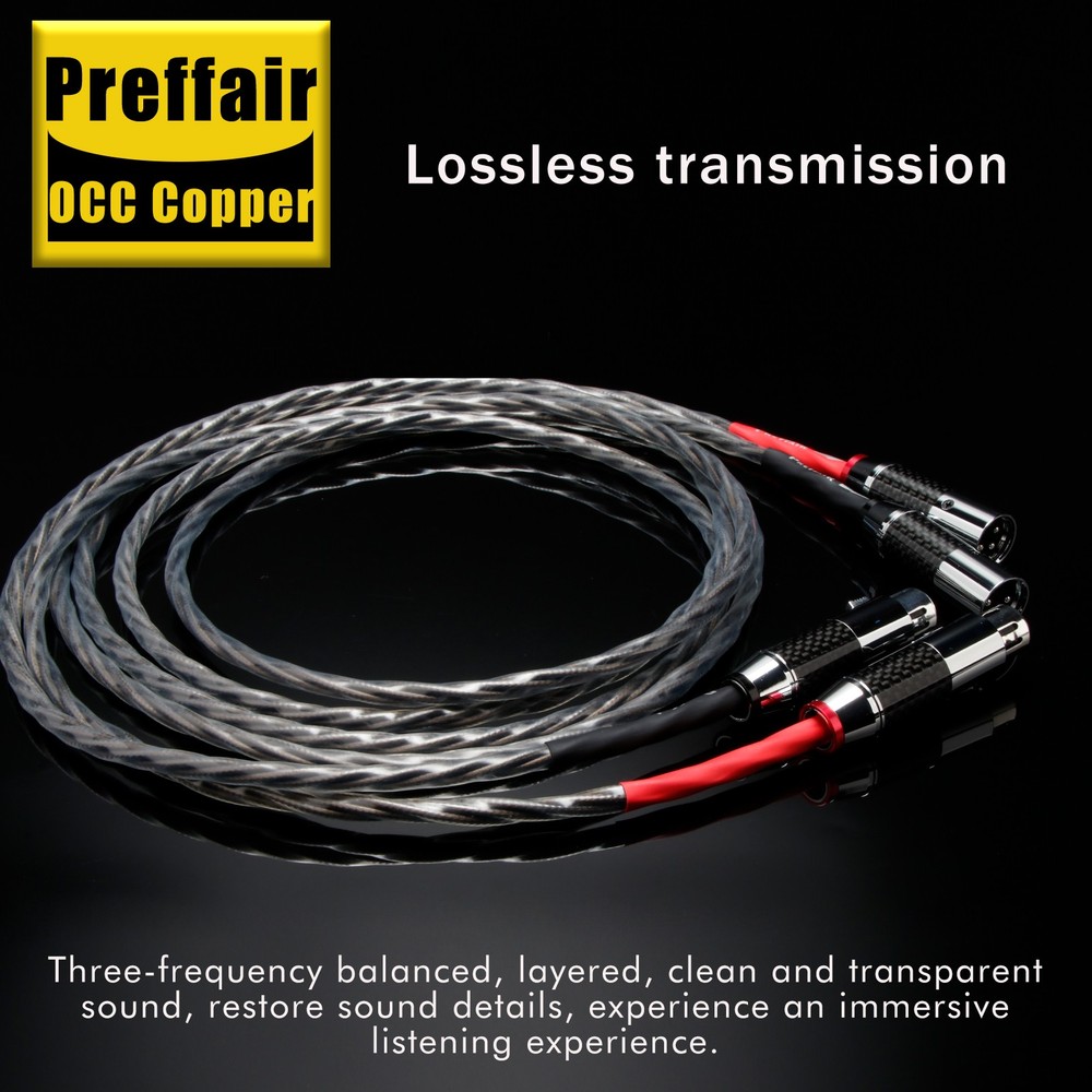 Pair OCC Copper Silver Plated 2XLR Balanced Cables PTFE Insulation