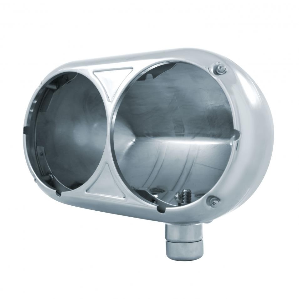 Peterbilt 359 Style Headlight, Halogen Bulb, 304 Staineless - Passenger Side