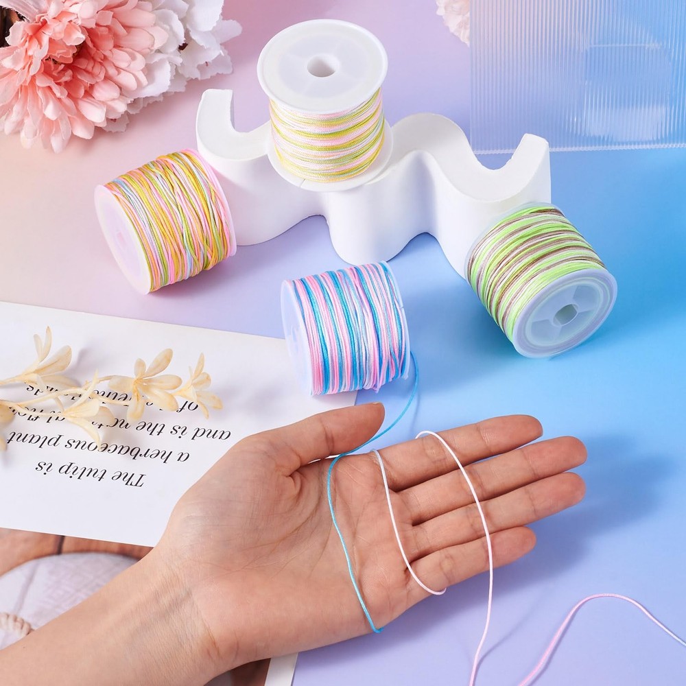 4 Rolls Nylon Cord Segment Dyed String 0.8mm, 4 Colors,