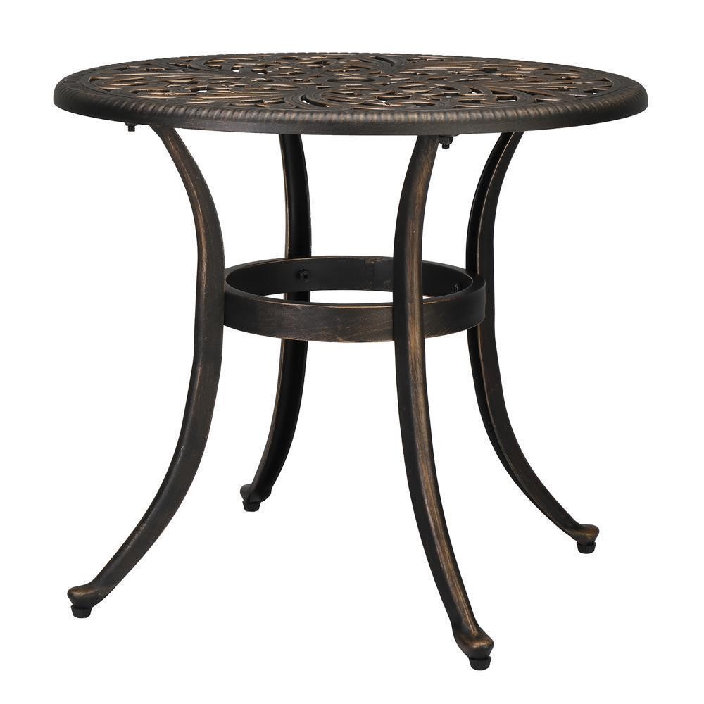Patio Bistro Table with Umbrella Hole, Cast Aluminum Dining Table for Outdoor