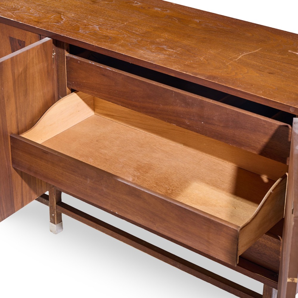 Stanley Mid Century Walnut Harlequin Credenza