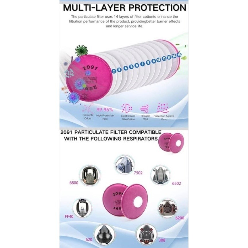 32Pieces(16Pack) 2091 Particulate Filter,2091 Filter Compatible with 6000 6200