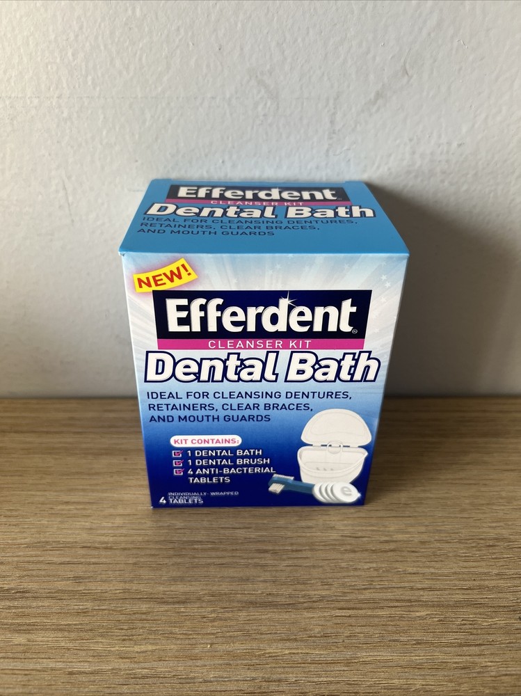 Efferdent Dental Bath Cleanser Kit 2-PACK 4-Tablets Each (8 Tablets TOTAL)