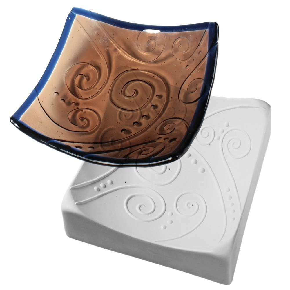 6.5"SQ.-Deep 3" Swirl Texture Mold Glass Fusing