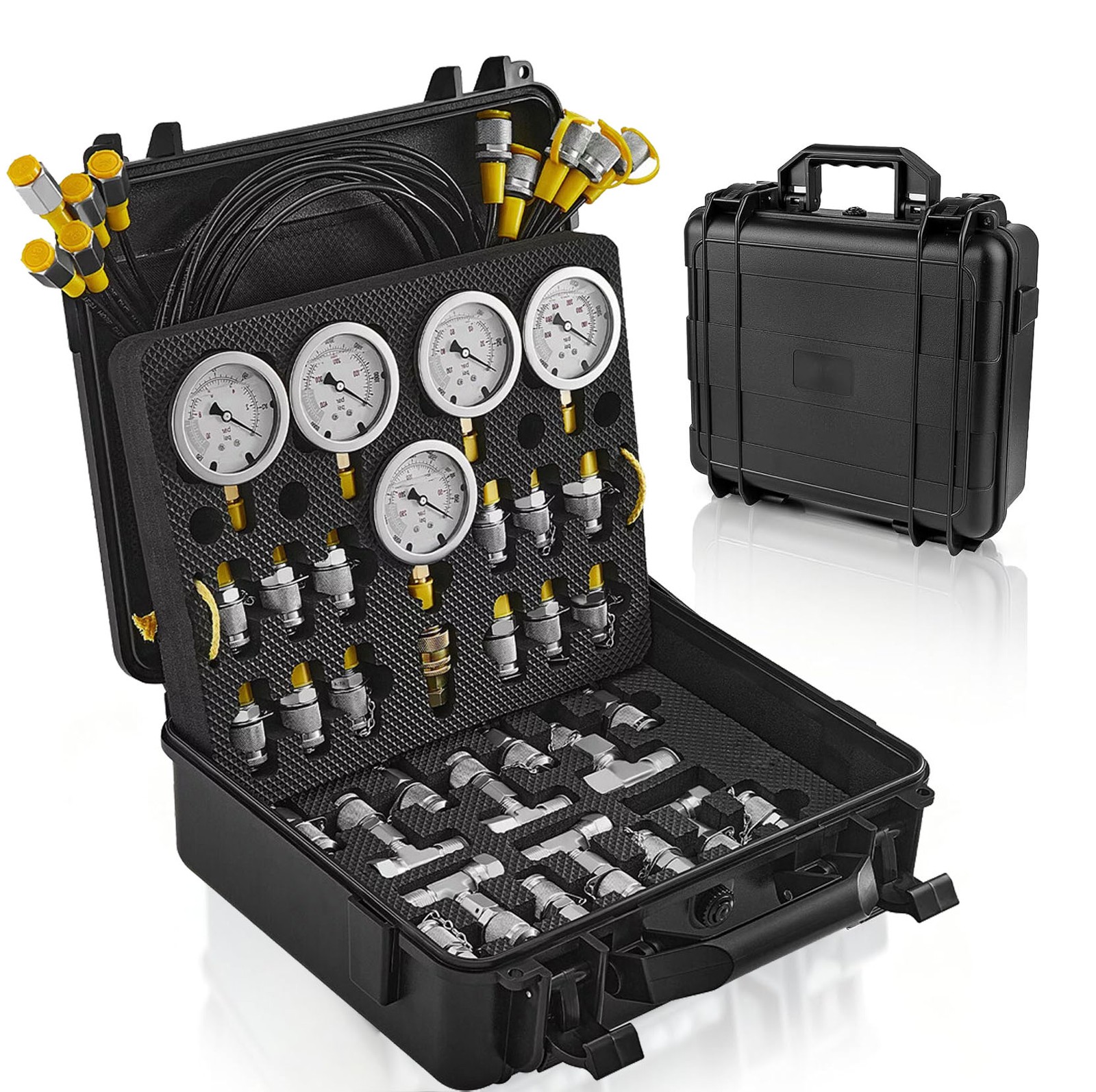 60Mpa Hydraulic Pressure Test Kit 5 Gauges 13 Couplings 14 Tee Connectors 5 Hose