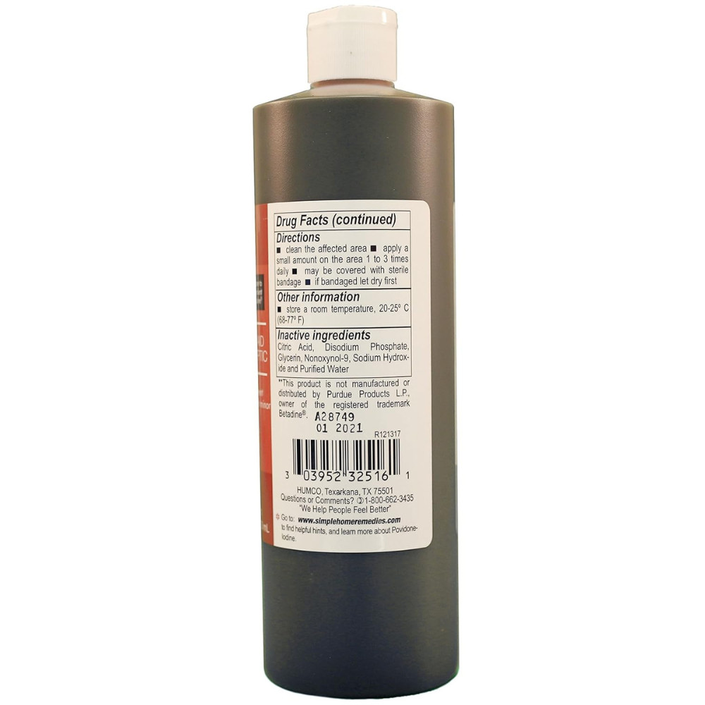 Humco Povidone Iodine 10% Topical Solution Antiseptic For Minor Cuts 16 Fl Oz