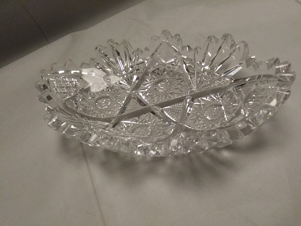 ABP Cut Crystal Sawtooth Celery Dish