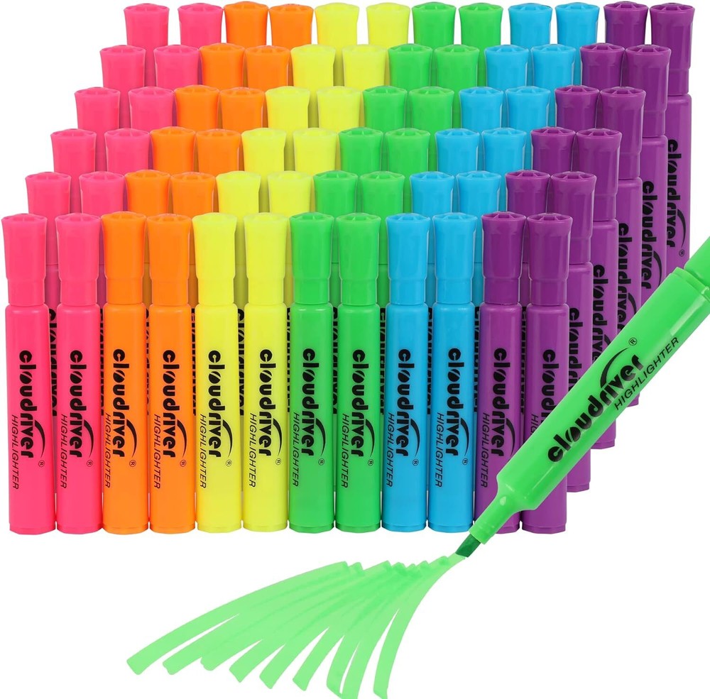 Highlighters Bulk Pack of 72, Assorted Color, Chisel Point, Quick Multicolor