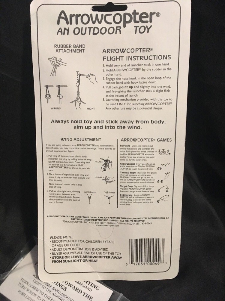 Arrowcopter toy with light attachment