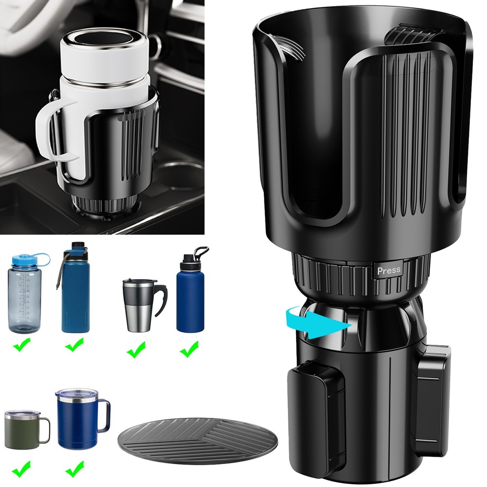 Car Cup Holder Expander with Adjustable Offset Base For Drink Large Bottles Mugs