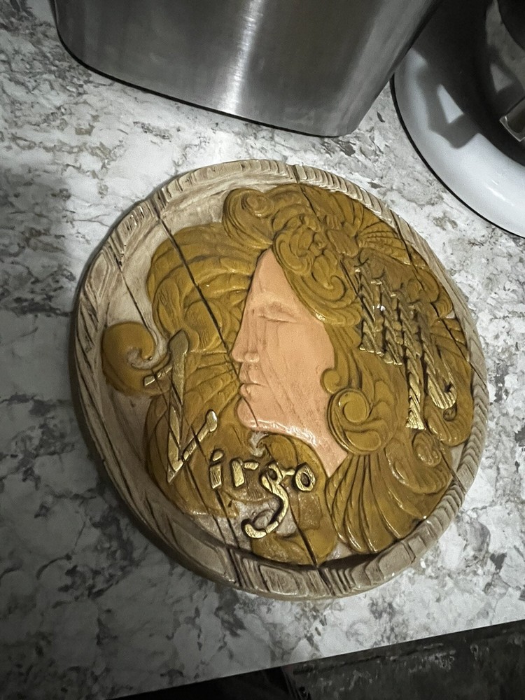 Vintage HTF Virgo Hanging Plaster Plaque