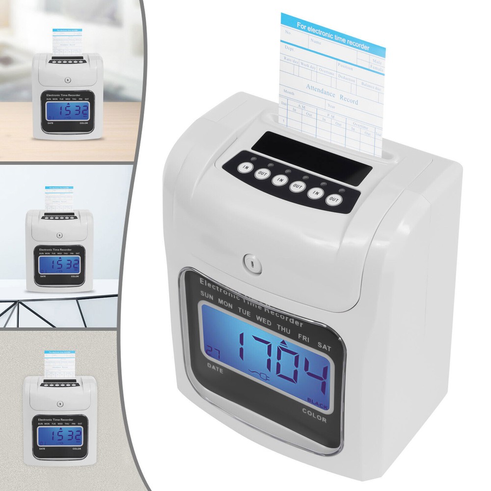 LCD Scanner Employee Attendance Machine Time Clock Staff Check In &Out Machine