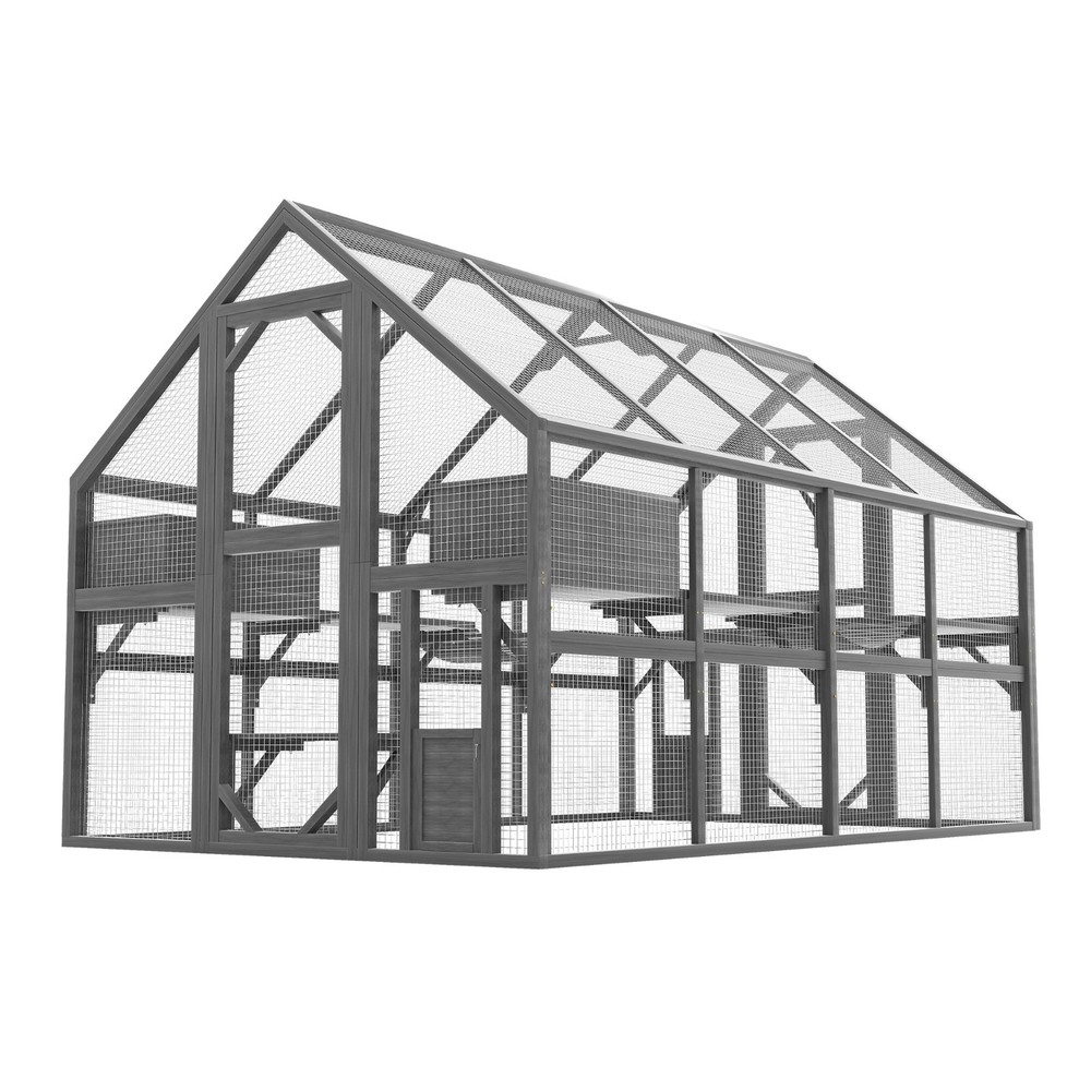 Outdoor Cat Enclosure for Multiple Cats with 7Platforms, 2 Resting Box,2 Bridges