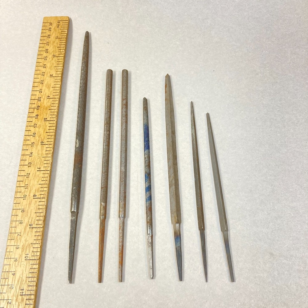 Vintage File Lot 7 Pc 3 Triangular 4 Round USA