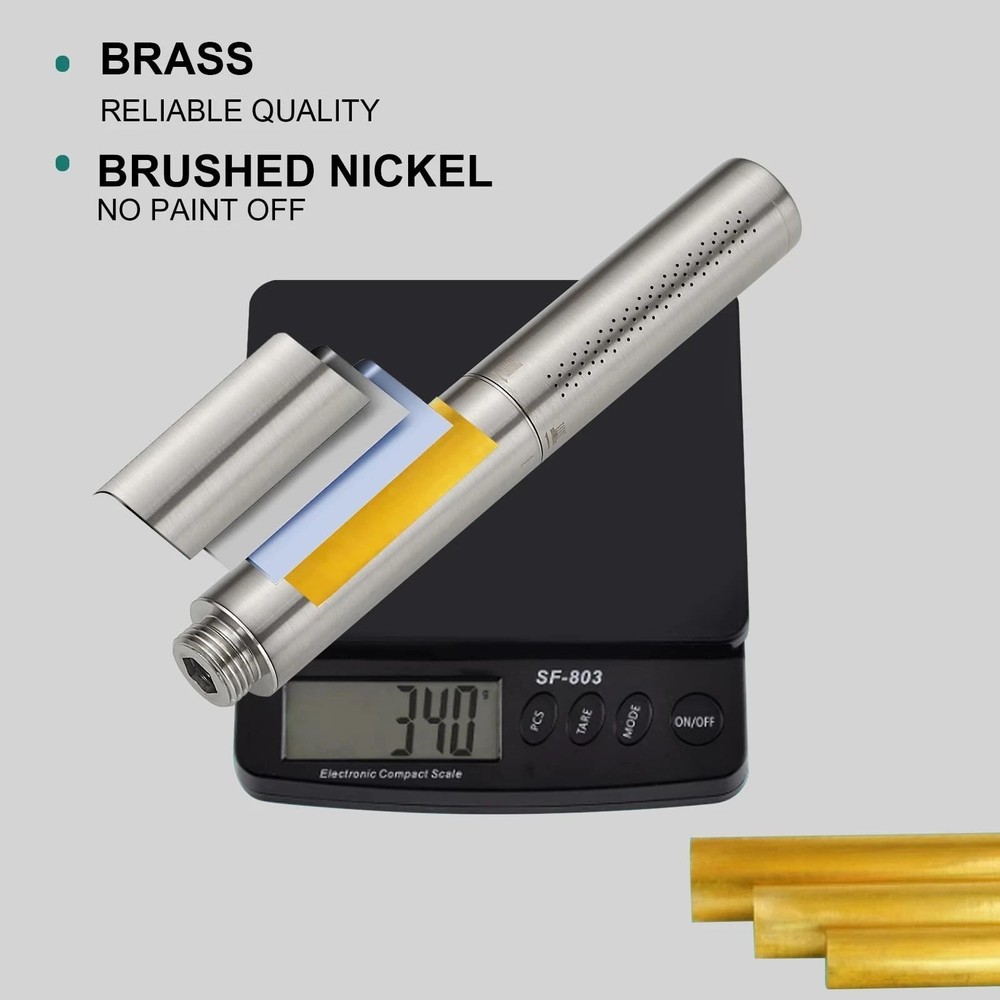 Brushed Nickel Brass 2 In 1 Function High Flow Handheld Shower Head S...