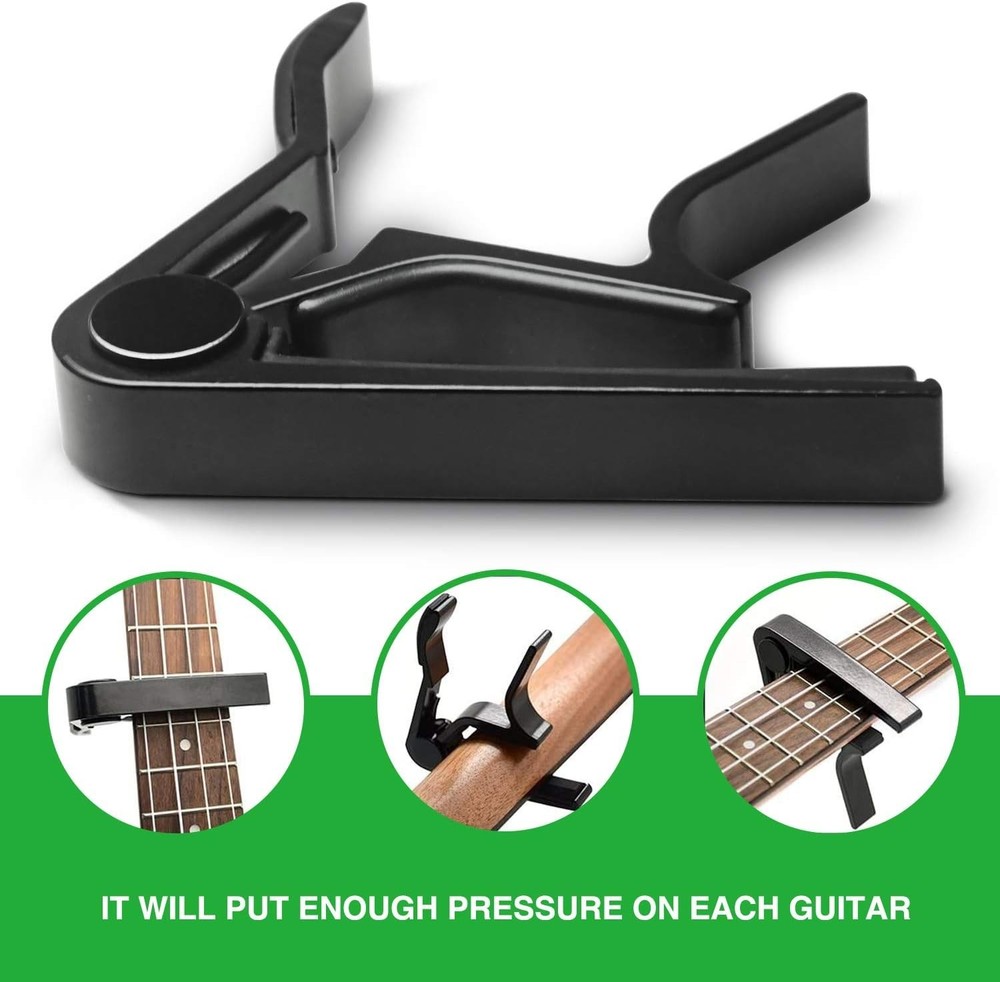 Effortless Key Changes with Modern Black Guitar Capo - 6-String Compatible