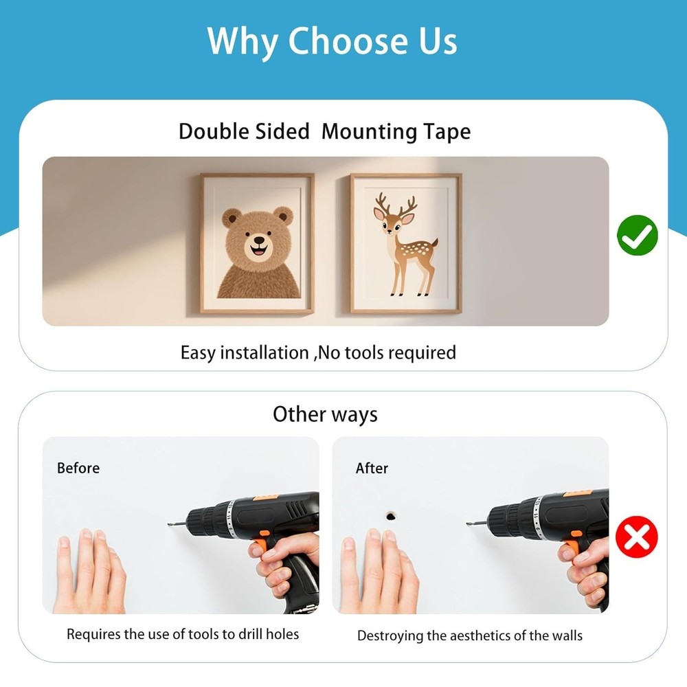 60Pcs Double Sided Adhesive Pads Heavy Duty Mounting Foam Tape Rectangular Wall