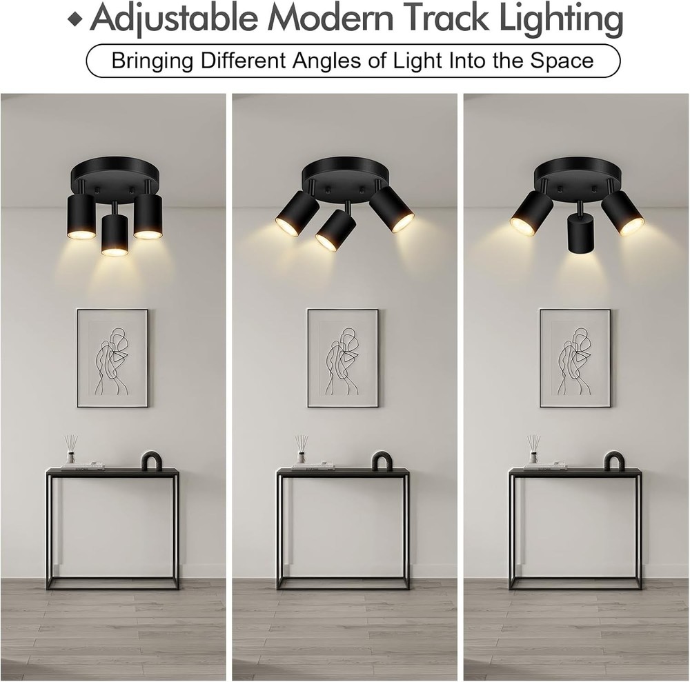 3 Light Track Lighting Fixtures Ceiling, 3-Light Black Lighting,
