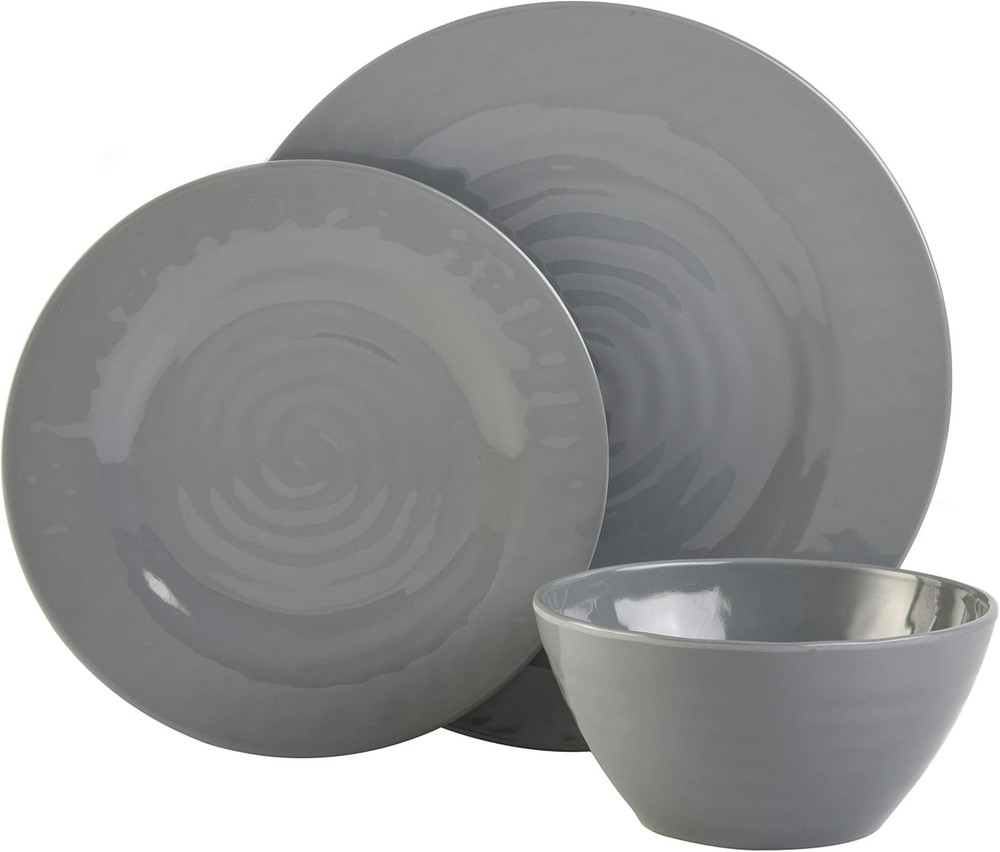 Brist Melamine Plastic Dinnerware Set Service Four 12pcs Blue