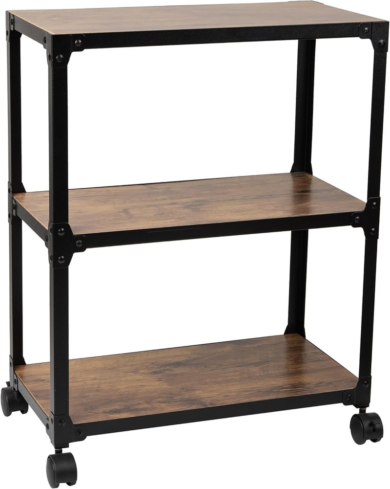 Compact Mobile Office Cart with Locking Casters - Durable 3-Tier Organizer