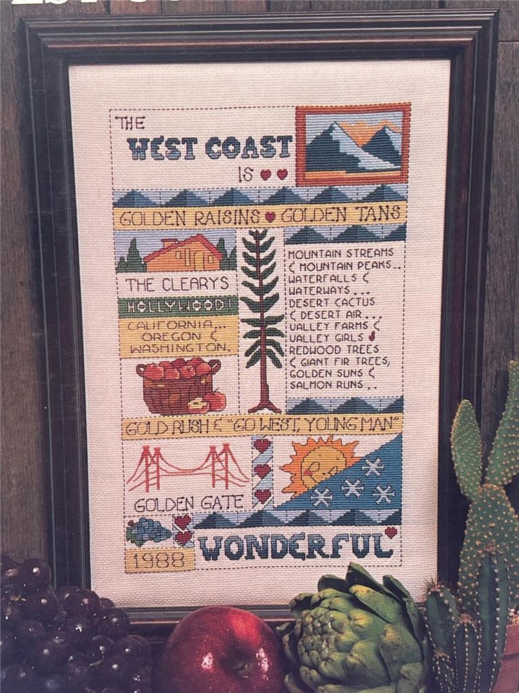 JUNE GRIGG DESIGNS - Counted Cross Stitch Leaflet - WEST COAST SAMPLER Lflt 25