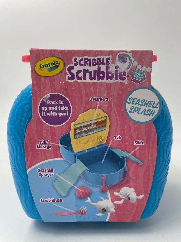 NEW Crayola Scribble Scrubbie Seashell Splash Set with 2 Pets + Case + More