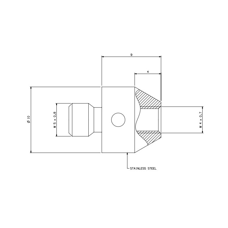 CMM Probe Thread Adapter M5 Outer Thread Shank to M4 Inner Thread A-5003-0856