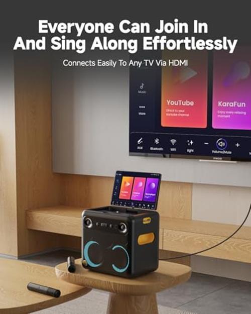 Ikarao Smart Karaoke Machine for Adults - with Lyrics Display, Assorted Sizes