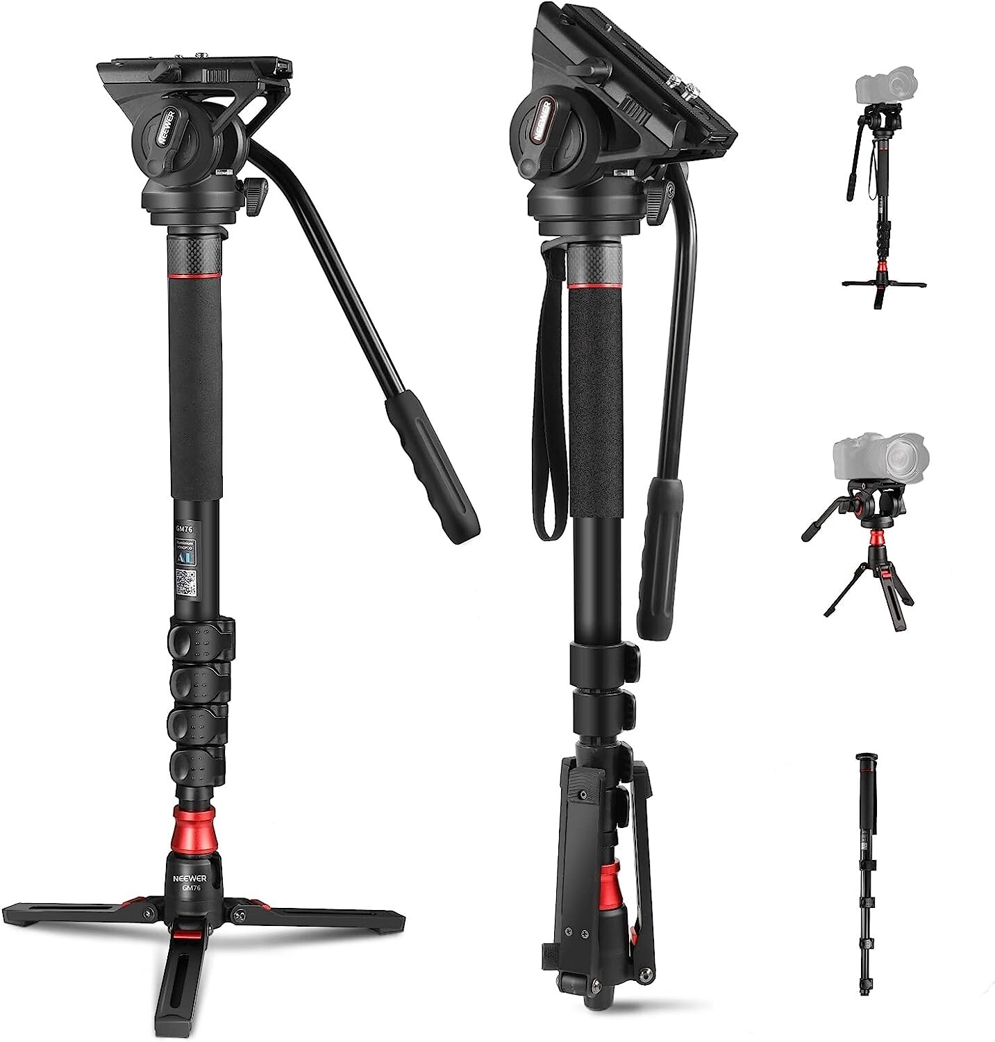 Neewer Professional Camera Monopod with Feet, 179cm Telescopic Portable Aluminum