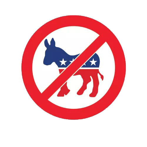 NO Democrat Donkey Logo Sticker Decal