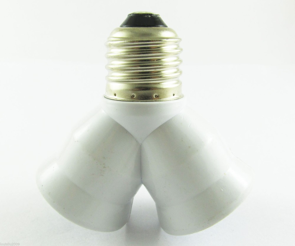 E27 Screw Base Light Lamp Bulb Socket LED Halogen 1 to 2 Split Splitter Adapter