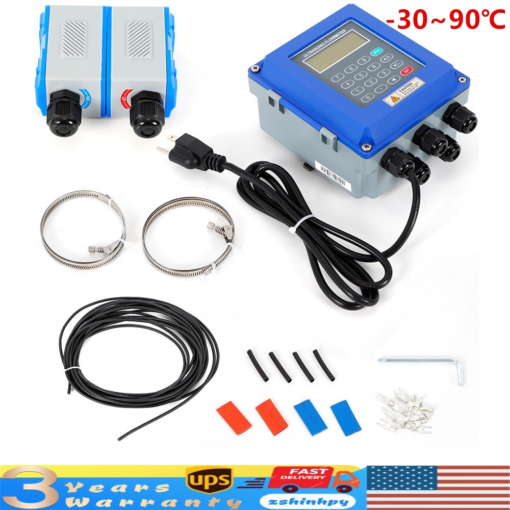 Ultrasonic Flow Meter Flowmeter Liquid Flow Meter IP67 with Clamp-on Transducers