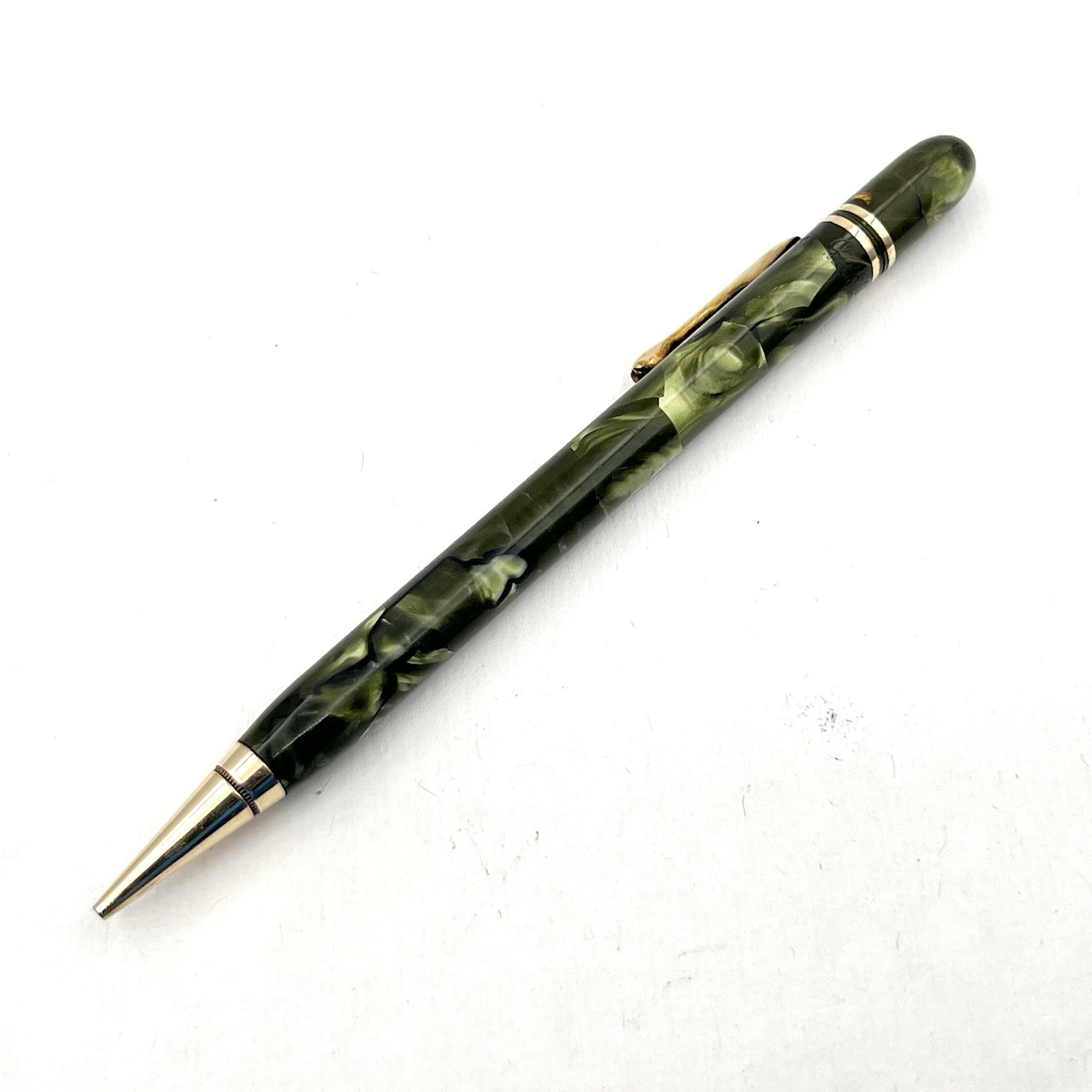 VTG Conklin Symetrik Green Marble Gold Trim 5-1/8" Twist Pencil
