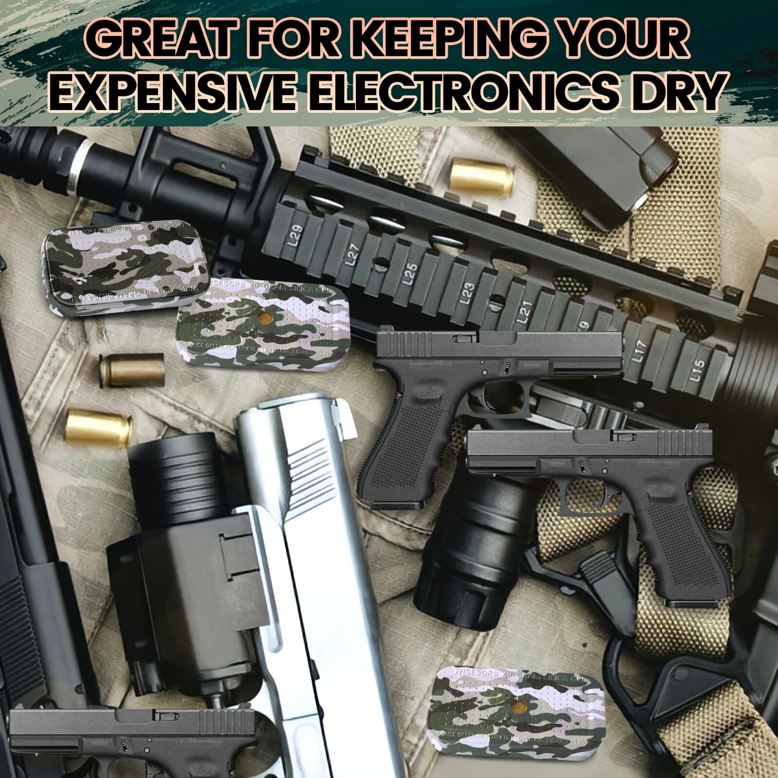 40 Gram Reusable Indicating Desiccant Gun Safe Dehumidifier Silica Gel Canister