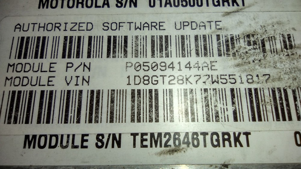 2007 Dodge Nitro 3.7L ECM/ECU computer module P05094144AE