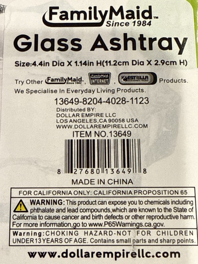 Ashtray Deli Glassware