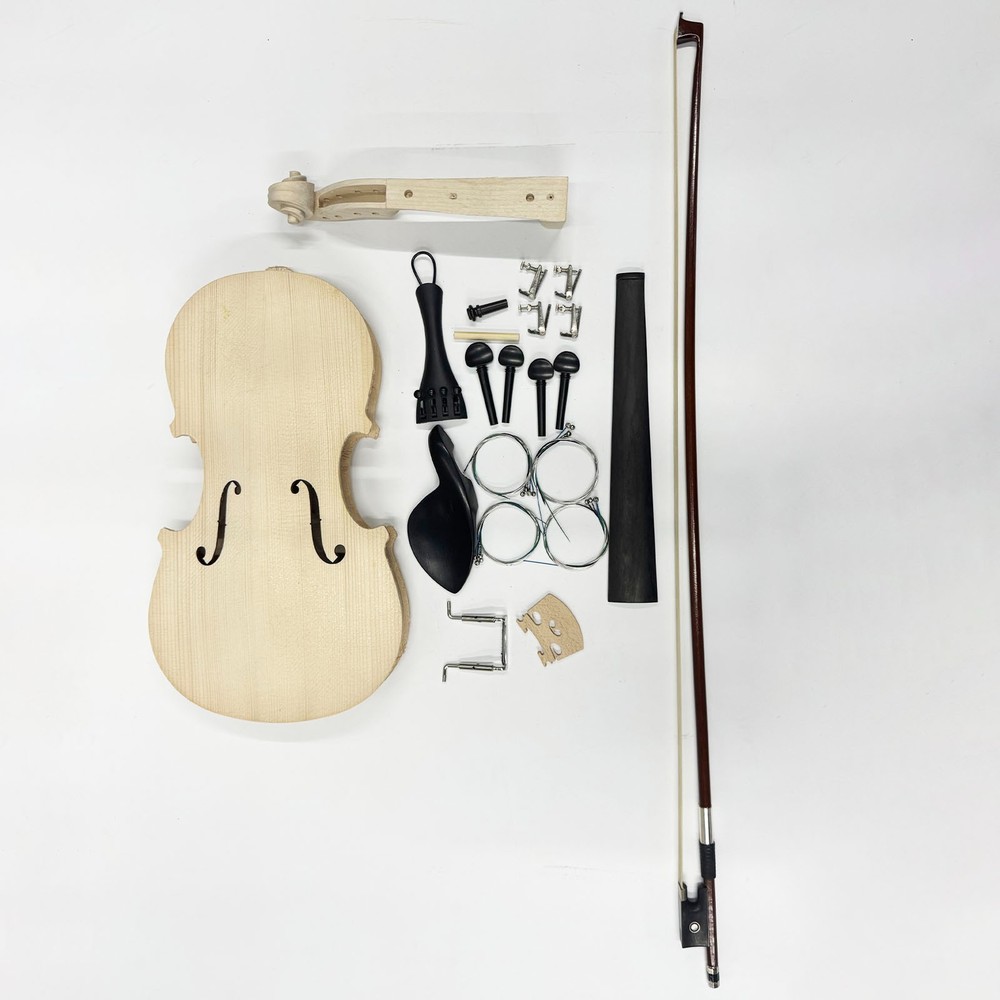 DIY 3/4 Unfinished Violin Making Kit Solid Spruce & Maple Wood  Full Set