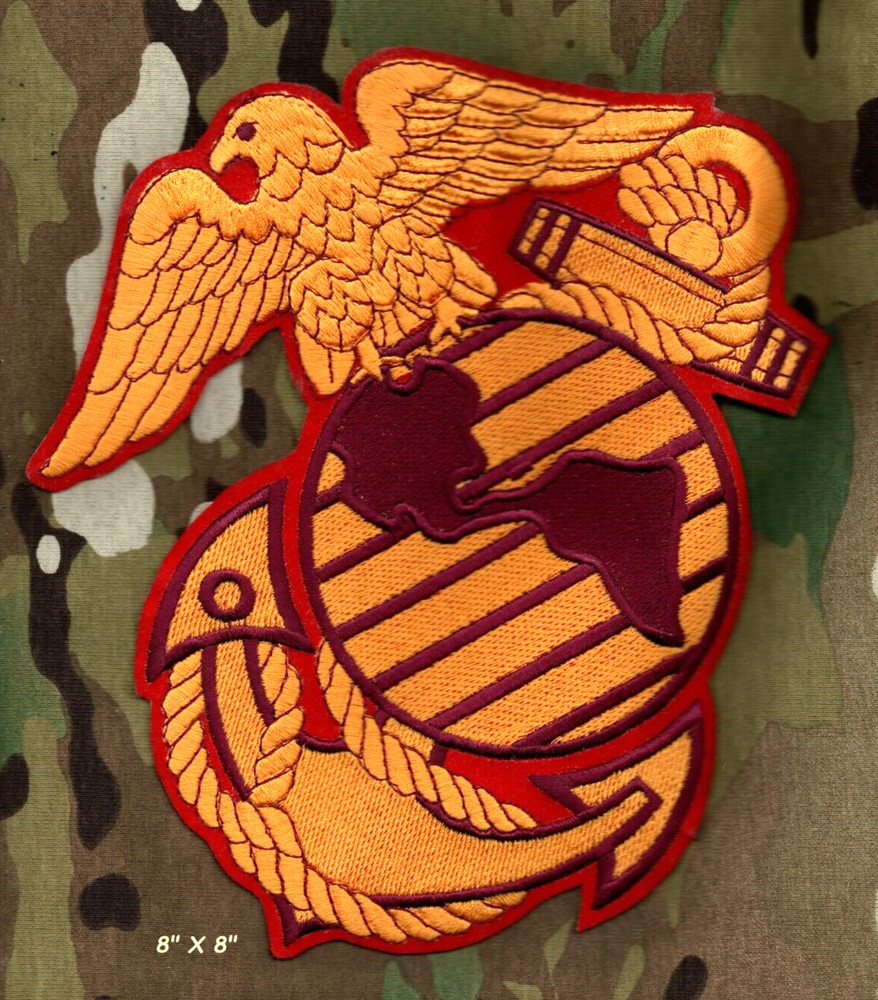 US MARINES USMC FORCE RECON 8" X 8" iron-on PATCH: EAGLE GLOBE, and ANCHOR EGA