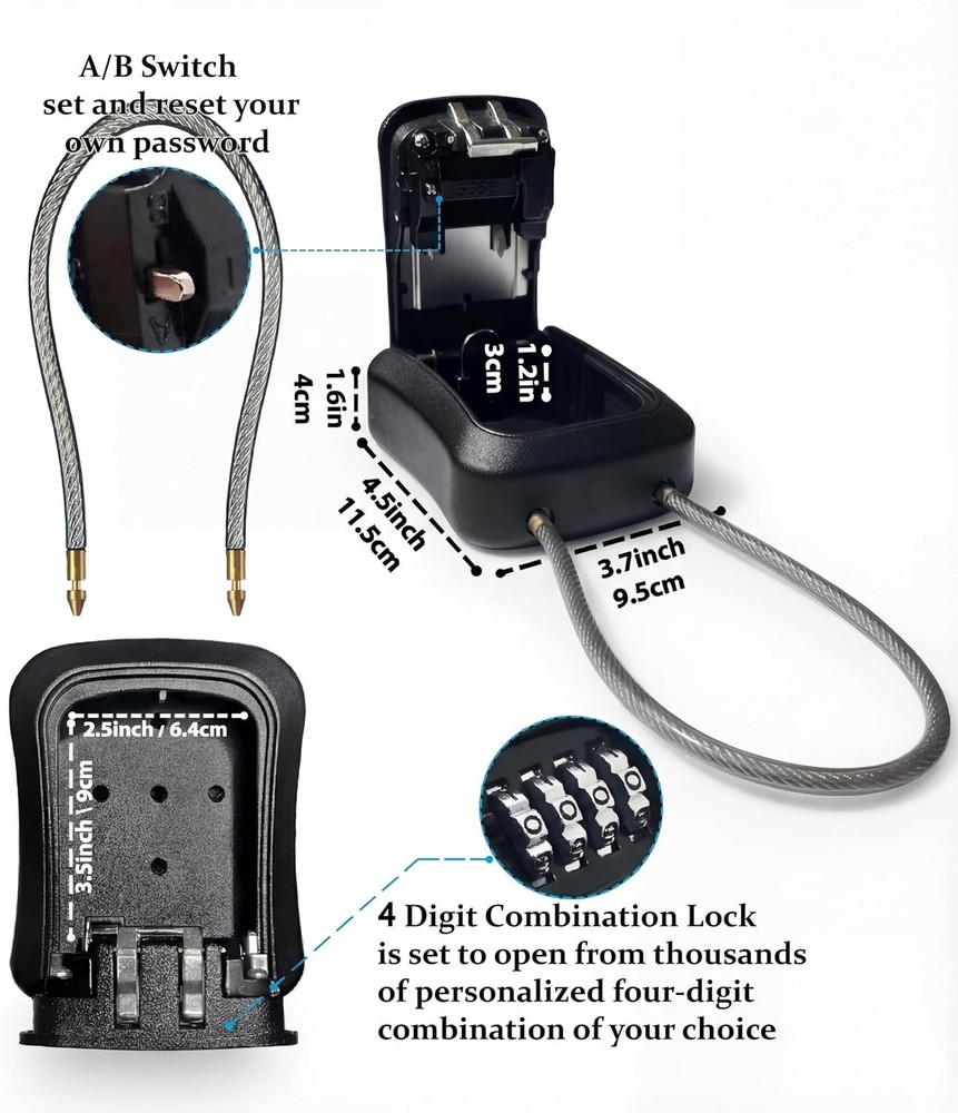 Durable Waterproof Key Safe Box with Resettable Code - Perfect for All Locations