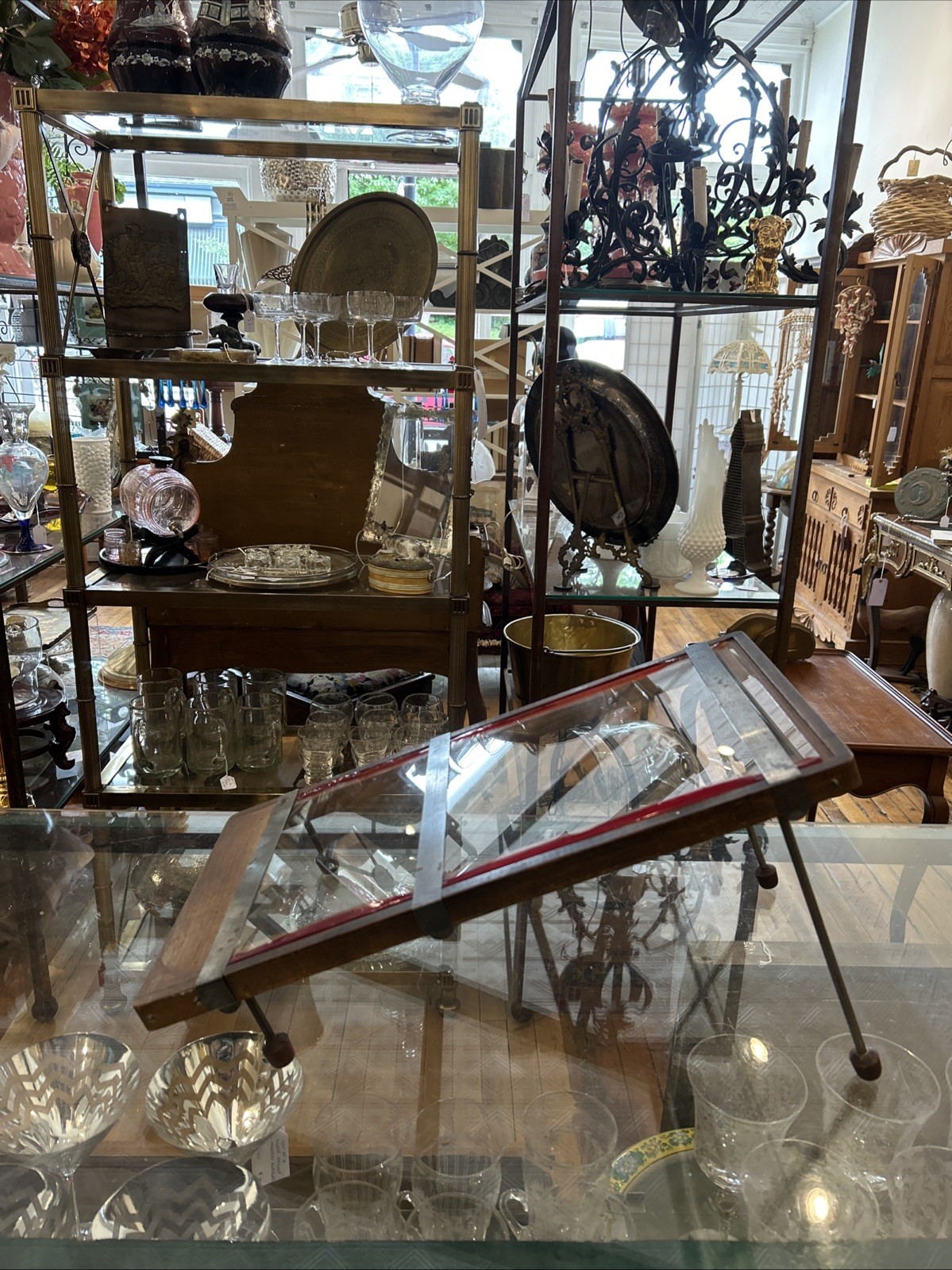 Antique Photo Negative Retouching Easel Photography Wood Glass