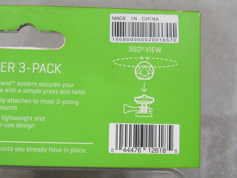 360 FLY ACTION CAMERA MOUNT ADAPTER 3 PACK ACA3PKBLK