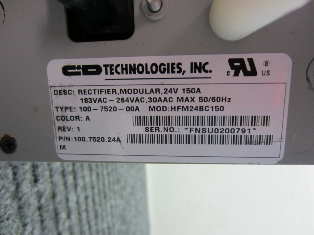 C&D Technologies Modular Rectifier 24V 150 Amp 100-7520-00A ( HfM24BC150)